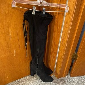 Black Suede Thigh High Boots